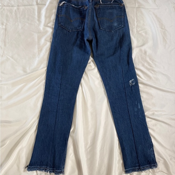 EB Denim Jeans High Rise Vintage Unraveled Split Hem Size 26 Redone‎ Levis - Picture 2 of 14